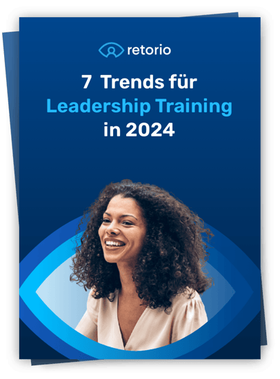A book cover of retorio show 7  Trends für Leadership Training in 2024