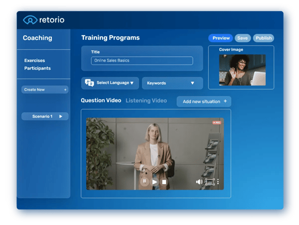 Retorio's sales training platform dashboard
