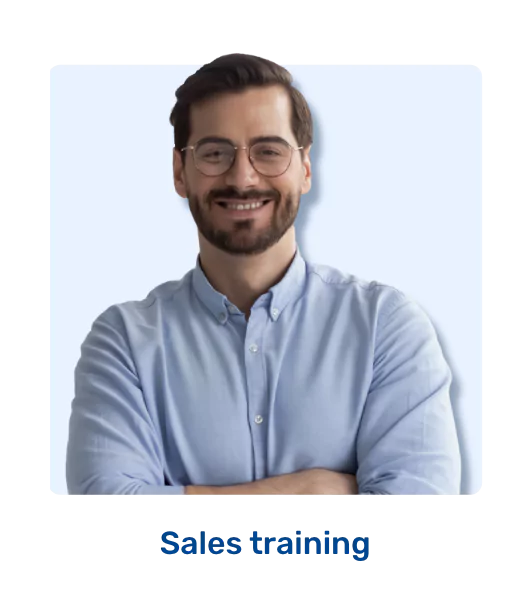 Sales training text and salesman photo