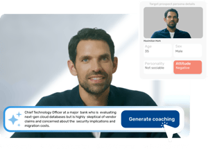 AI coaching platform with a virtual CTO prospect for a sales scenario.