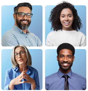 4 diffirent ages and gender people shows democratize coaching