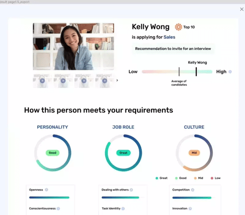 Retorio Big 5 Personality Assessment Dashboard