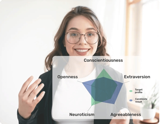  soft skills training - a woman is making a video call and she has a diagram of the Big 5 elements