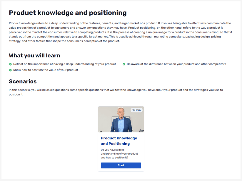 Screenshot of Retorios training platform step one