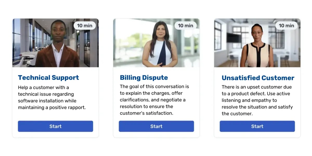 A dashboard showing AI-powered customer service training