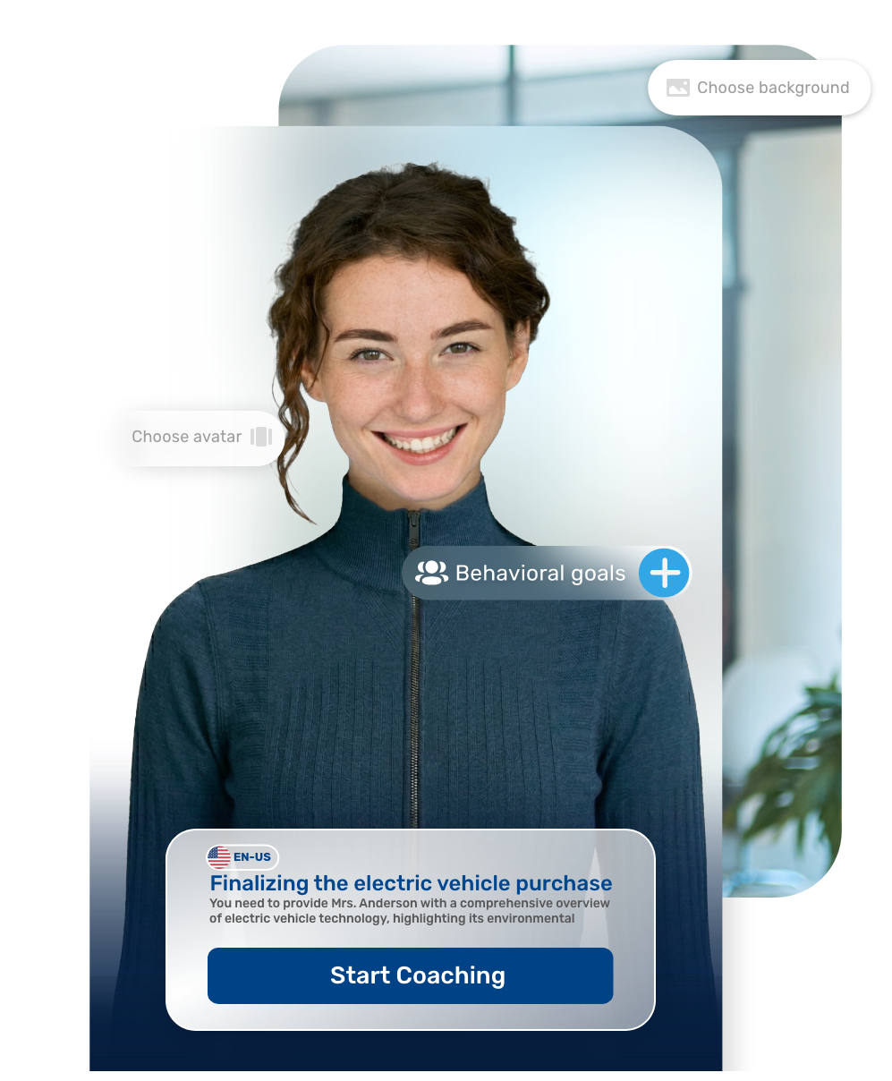 Retorio library of photo-realistic AI virtual customers used for behavioral coaching practice