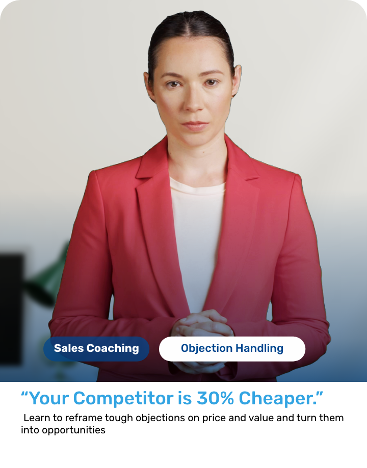 A virtual buyer persona with a positive attitude used in an AI sales role-play conversation