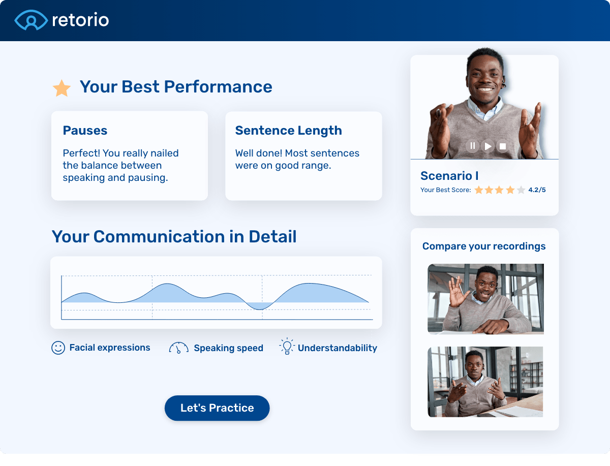 Manager reviewing behavioral coaching feedback on the Retorio leadership development platform