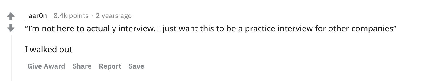 Im not actually here to interview. I just want this to be a practice interview; pre-employment assessment