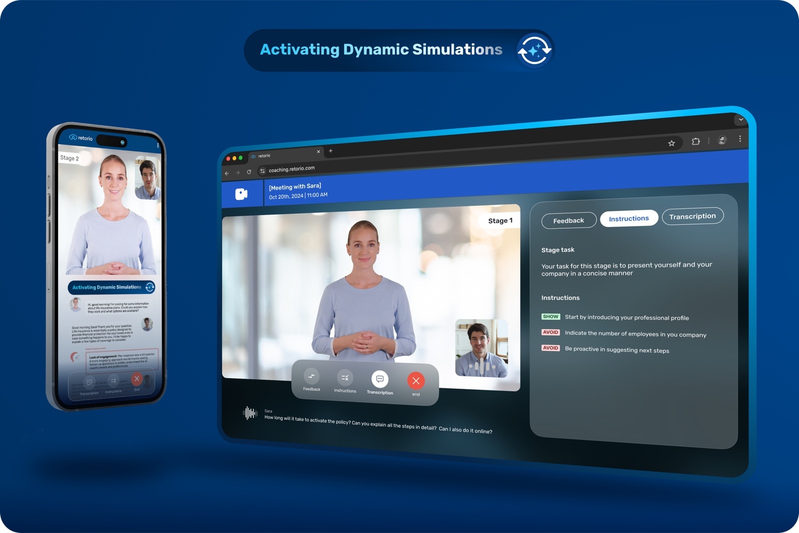 Retorio AI Sales Coaching Interface
